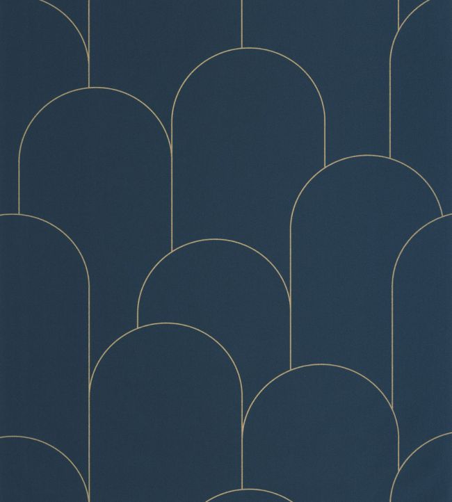 Ornament Wallpaper by Caselio Bleu Nuit Dore