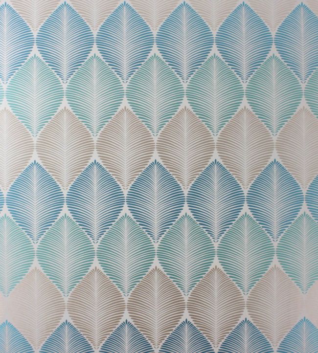 Leaf Fall Wallpaper by Osborne & Little Metallic Peacock/Turquoise/Gilver