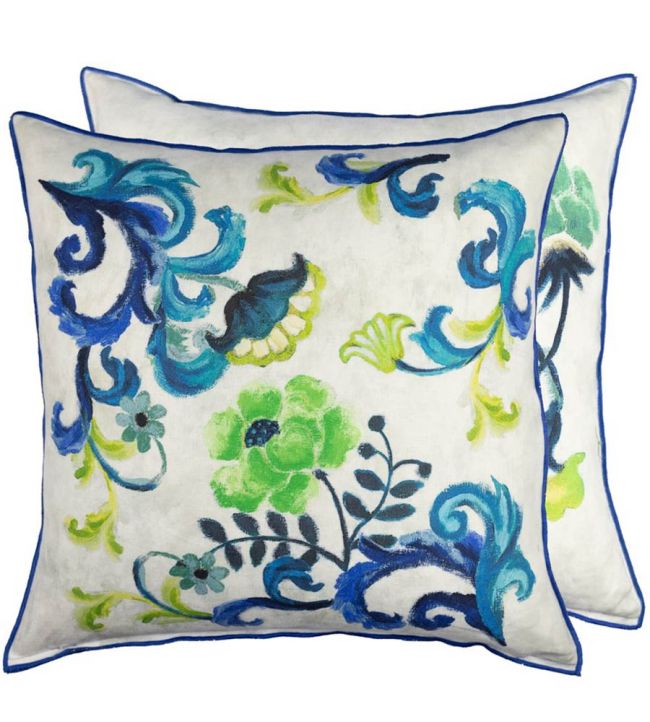Osier Damasse Cushion 50 x 50cm by Designers Guild Cobalt