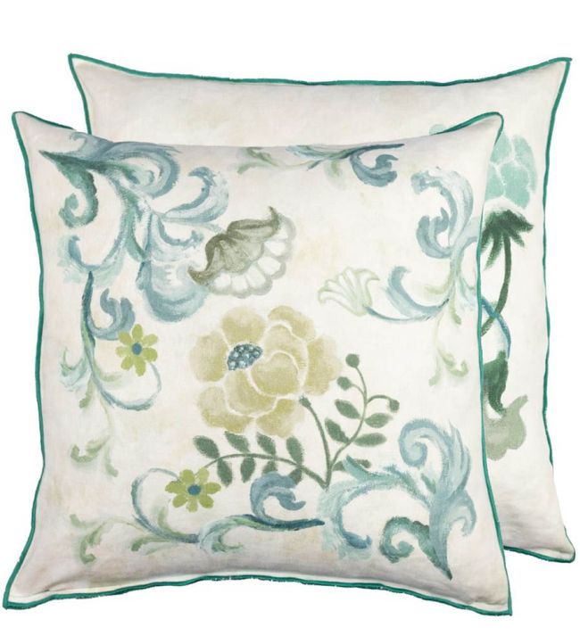 Osier Damasse Cushion 50 x 50cm by Designers Guild Eau de Nil