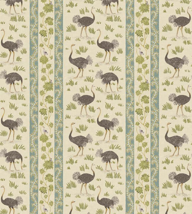 Ostrich Stripe Wallpaper by Josephine Munsey Cream and Green