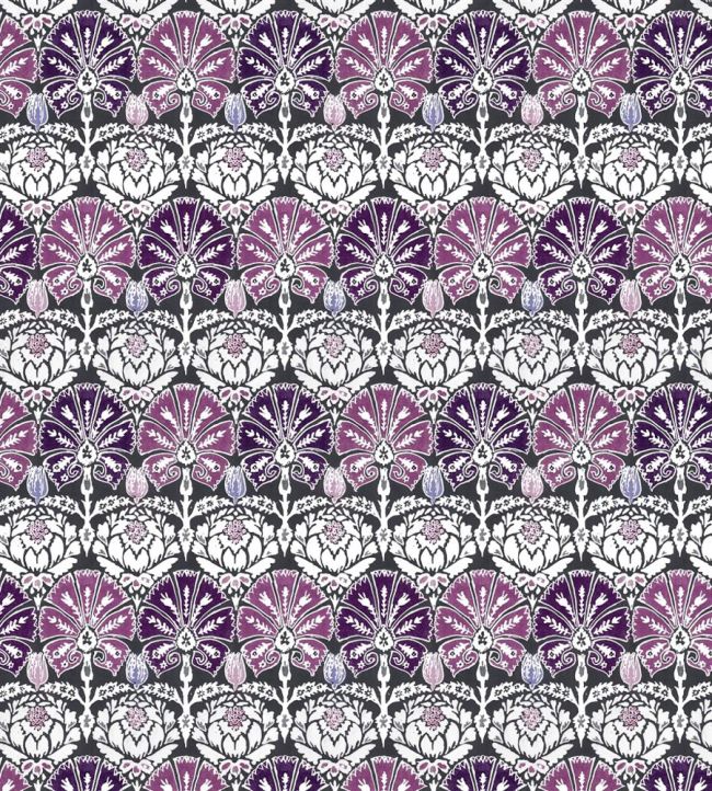 Ottoman Damask Fabric by William Yeoward Aubergine