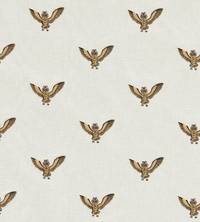 Owl of Athena Embroidery Fabric by Clarke & Clarke Gold