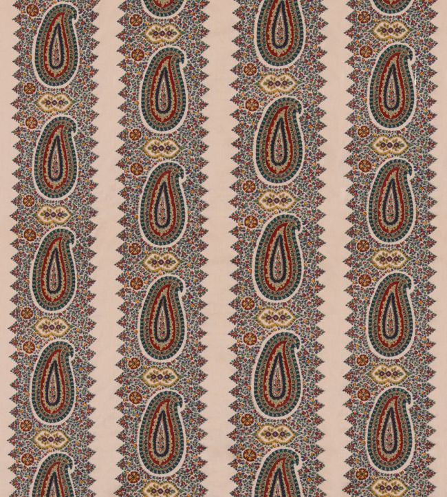 Paisley Stripe Fabric by Mulberry Home Indigo/Red