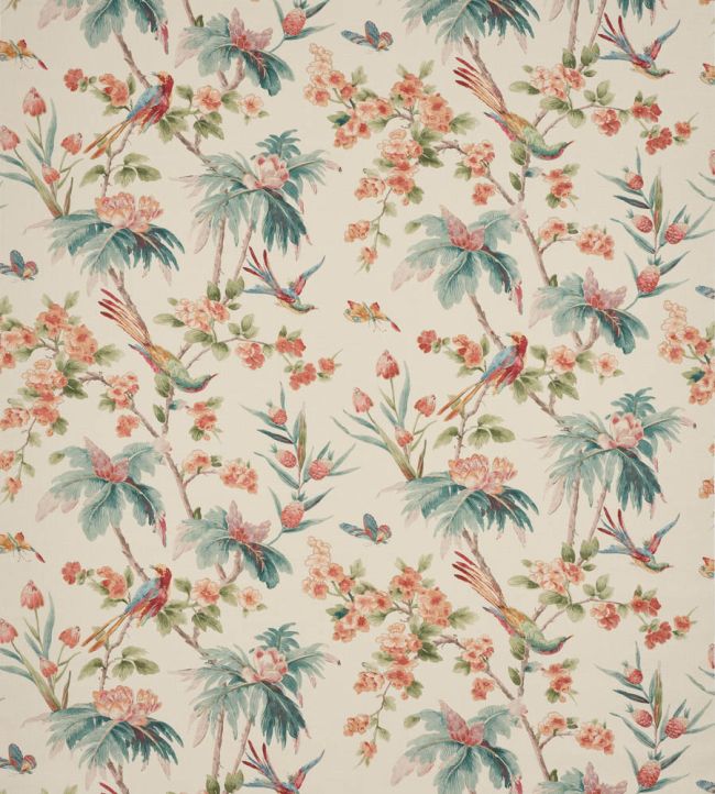 Palm Blossom Fabric by Colefax and Fowler Tomato/Teal