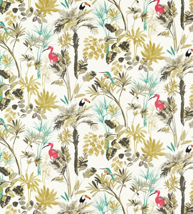 Palm Fabric by Studio G Charcoal/Citron