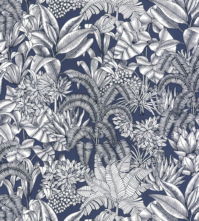 Palmaris Wallpaper by Caselio Bleu nuit