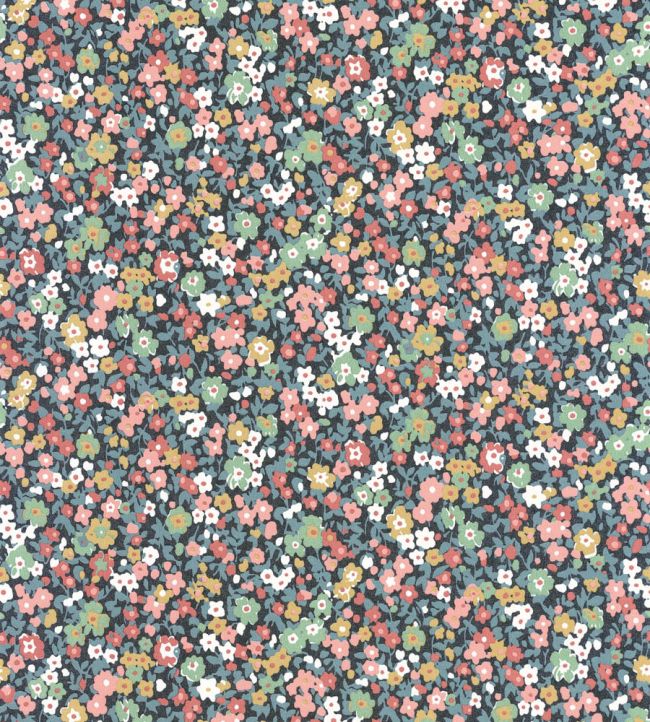 Pansy Wallpaper by Casadeco Bleu Nuit / Rose