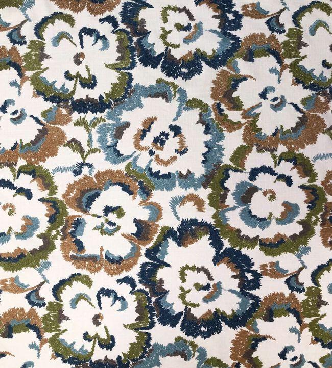 Pansy Fabric by Marvic Blue/Olive