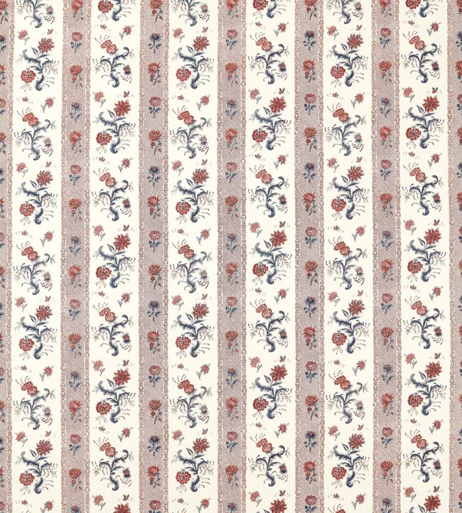 Papaver Stripe Fabric by Zoffany Indigo/Madder