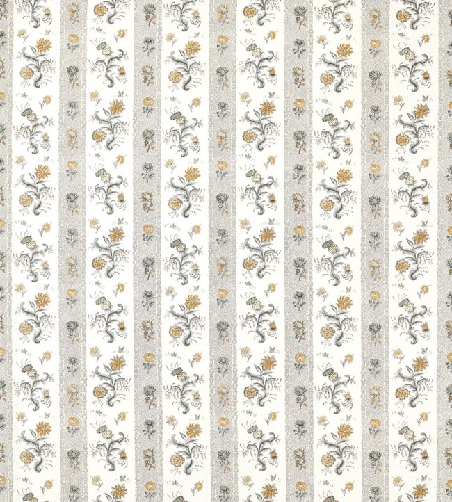 Papaver Stripe Fabric by Zoffany Platinum/Sage