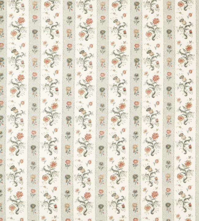 Papaver Stripe Fabric by Zoffany Tuscan Pink/Nimbus