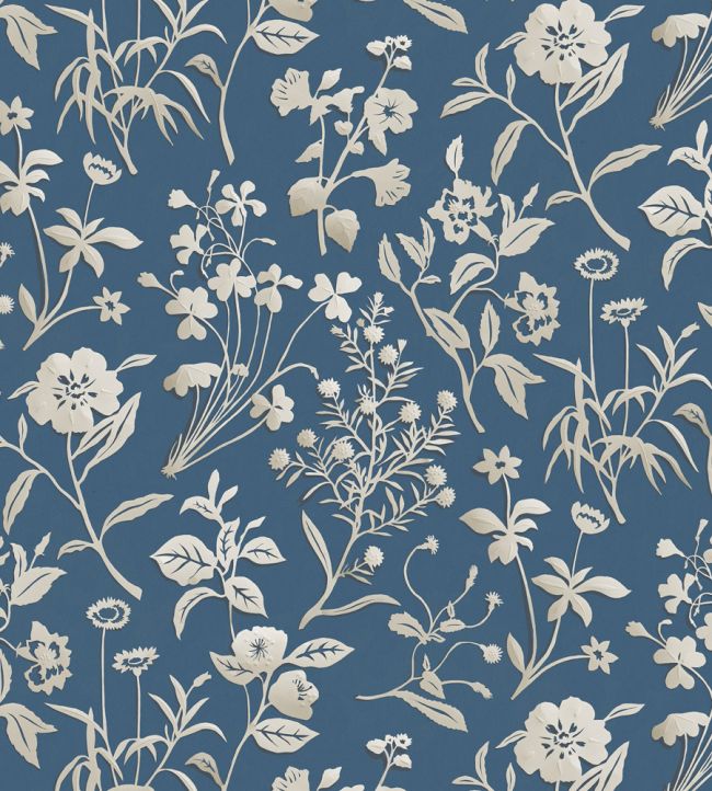 Paper Flora Wallpaper by Josephine Munsey Blue