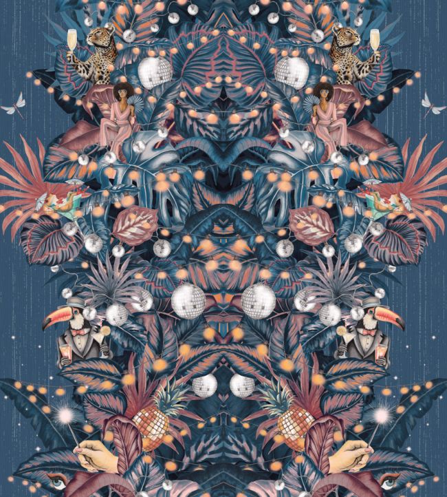Paradise Party Wallpaper by Brand McKenzie Blueberry Rose