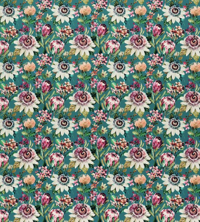 Paradise Velvet Fabric by Studio G Teal