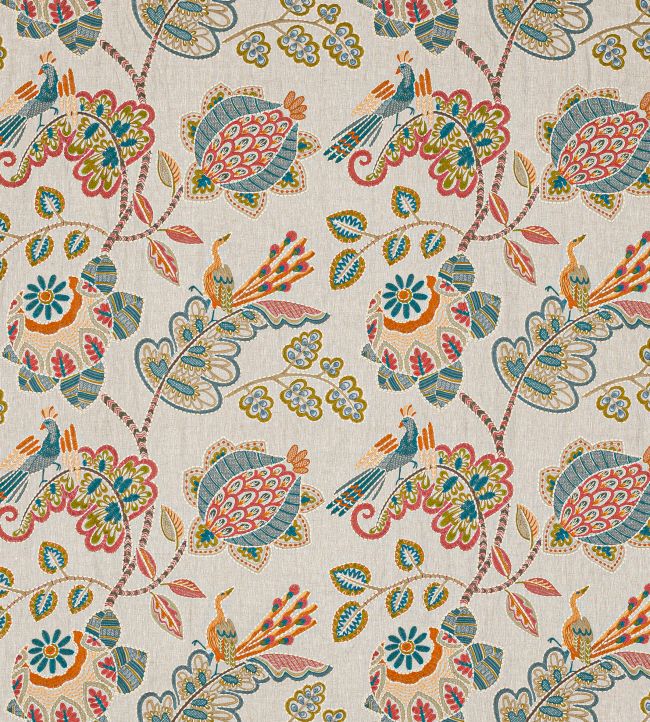 Paradiso Fabric by Jane Churchill Tomato/Slate