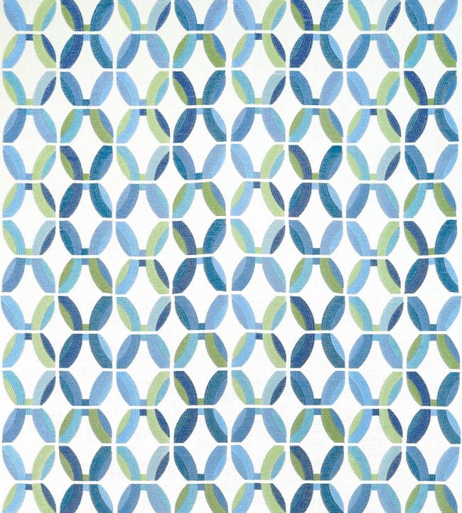 Passageway Embroidery Fabric by Thibaut Blue and Green