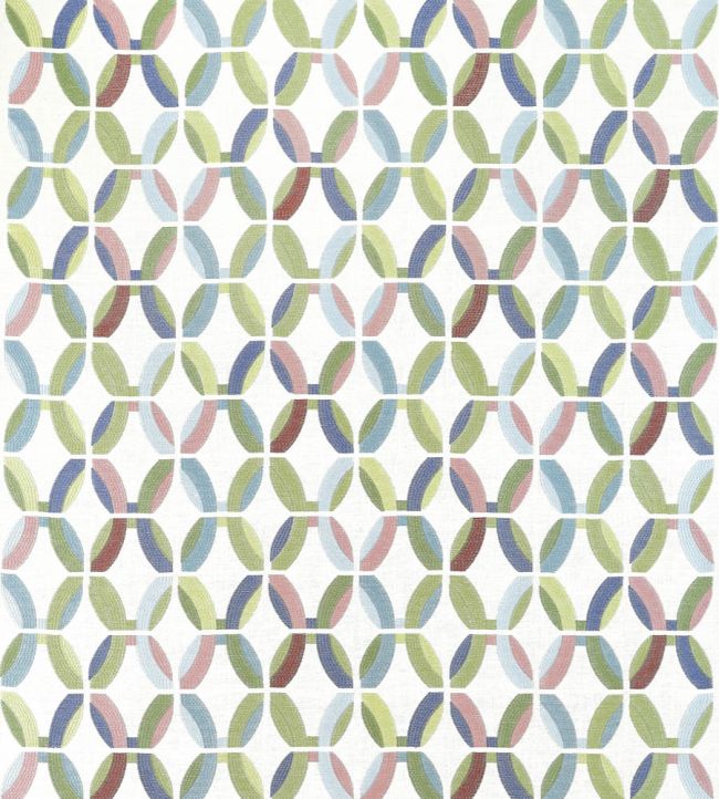 Passageway Embroidery Fabric by Thibaut Lavender and Green