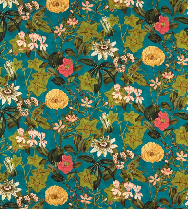 Passiflora Outdoor Fabric by Clarke & Clarke Kingfisher