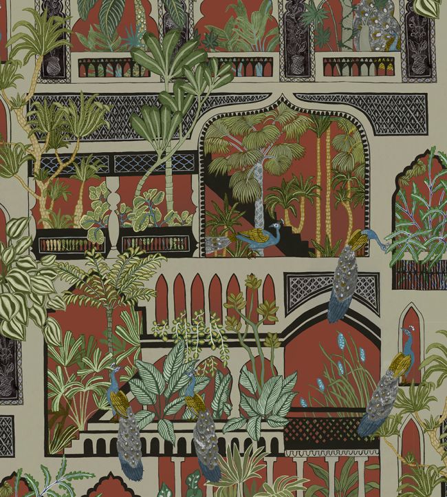 Peacock Arches Wallpaper by Josephine Munsey Terracotta