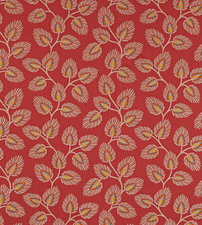 Peacock Leaf Fabric by Jane Churchill Red