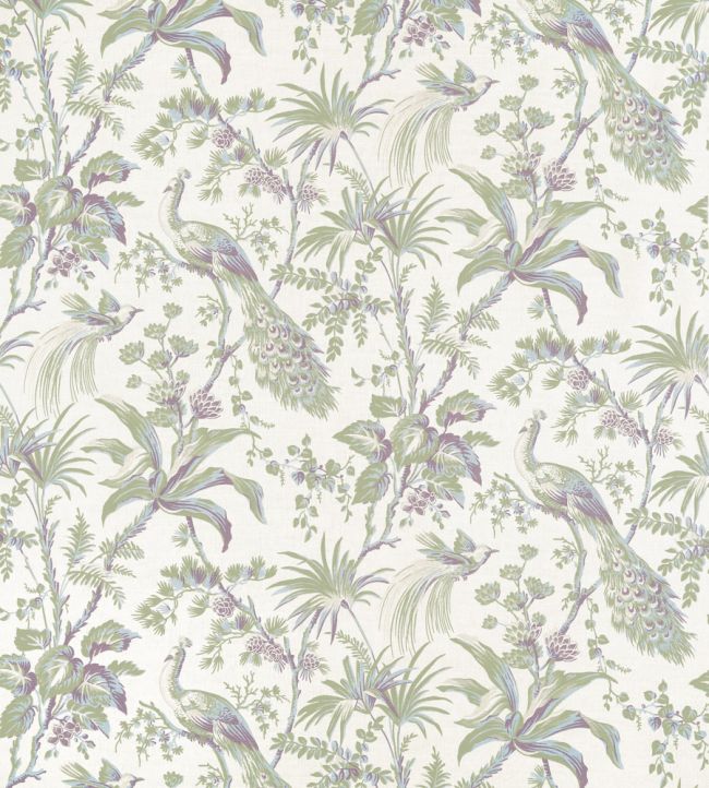 Peacock Toile Fabric by Anna French Green & Plum
