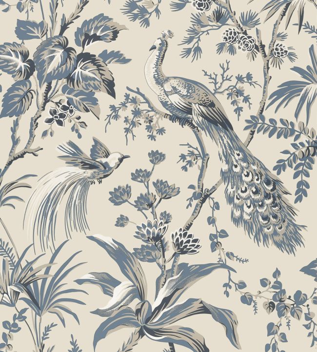 Peacock Toile Wallpaper by Anna French Slate & Black