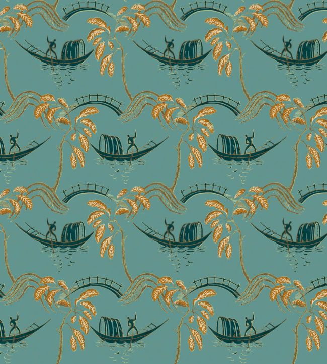 Peggy Fabric by Nina Campbell Teal
