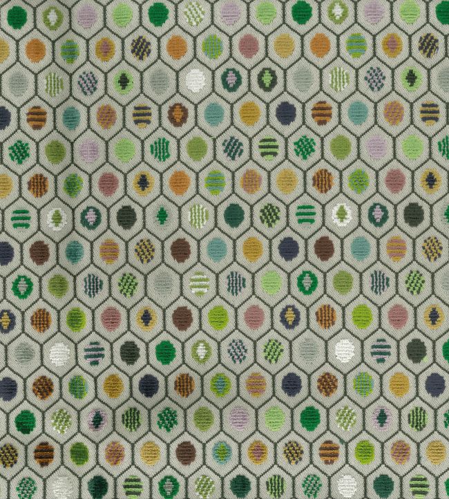 Pelangi Velvet Fabric by Osborne & Little Leaf/Amber/Steel