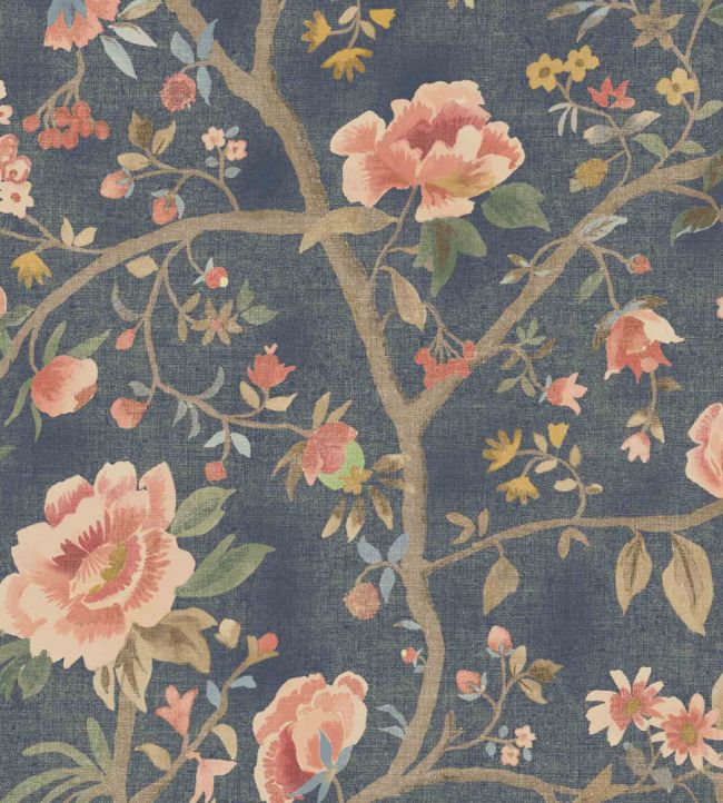 Peonia Wallpaper by Woodchip & Magnolia Navy