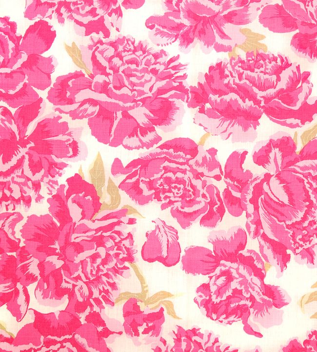 Peonies Fabric by Christopher Farr Cloth Hot Pink