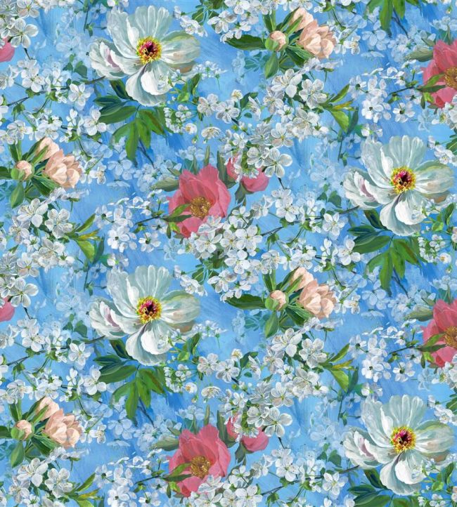 Peony Blossom Fabric by Designers Guild Sky