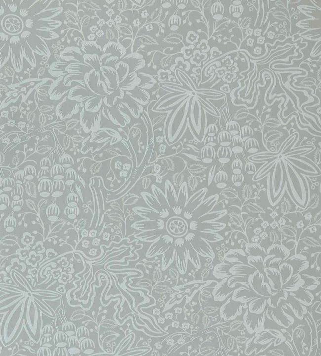 Peony Garden Wallpaper by 1838 Wallcoverings Pewter