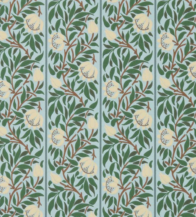 Peony Trellis Wallpaper by Morris & Co Soft Blue/Nettle