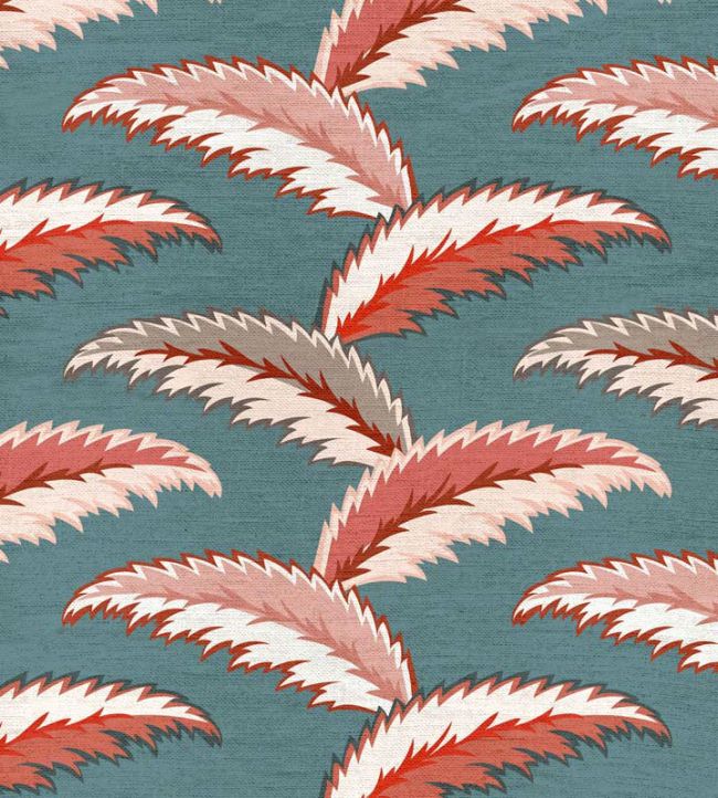 Persian Palm Linen Fabric by Ottoline Soft Teal