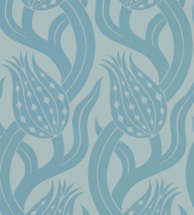 Persian Tulip Wallpaper by Zoffany Blue Stone
