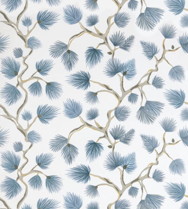 Pignoli Wallpaper by Scalamandre Blue Jay