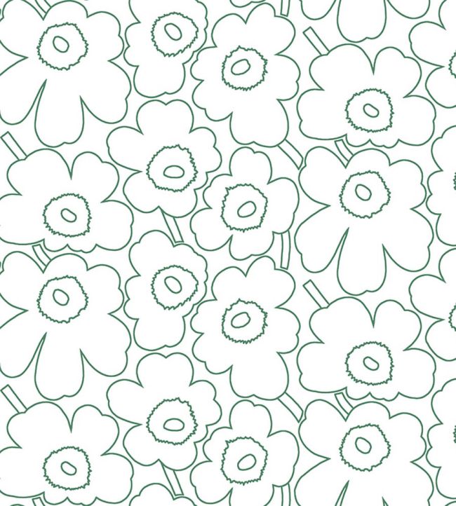 Piirto Unikko Wallpaper by Marimekko Green