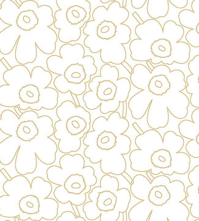Piirto Unikko Wallpaper by Marimekko Yellow