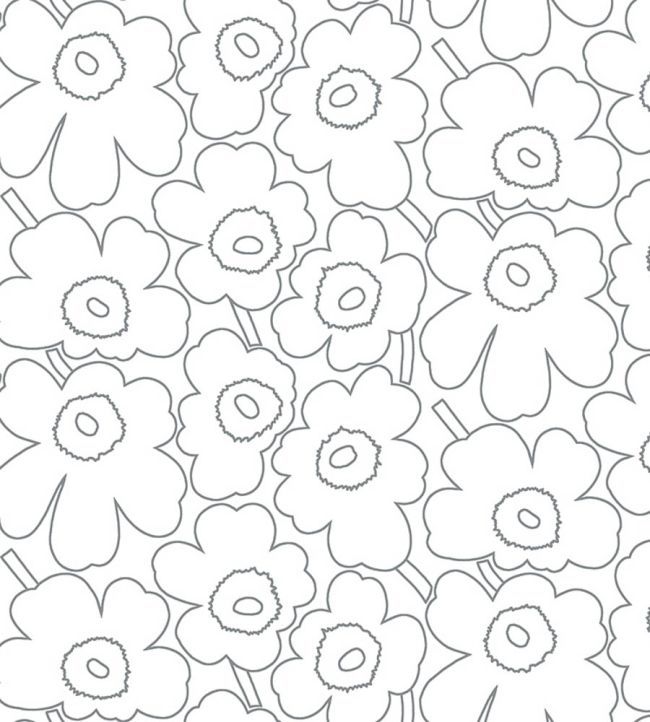 Piirto Unikko Metallic Wallpaper by Marimekko Silver