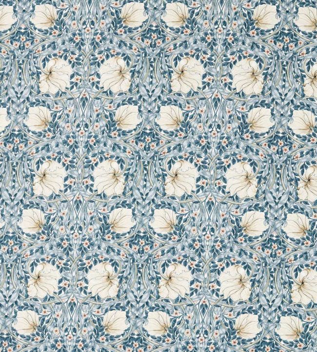Pimpernel Wide Width Fabric by Morris & Co Light Blue/Coral