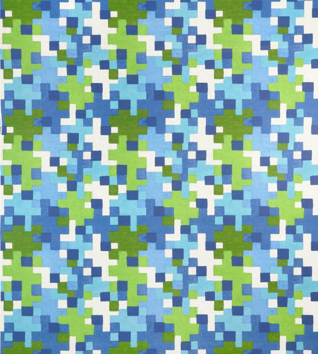 Pixel Fabric by Thibaut Blue and Green
