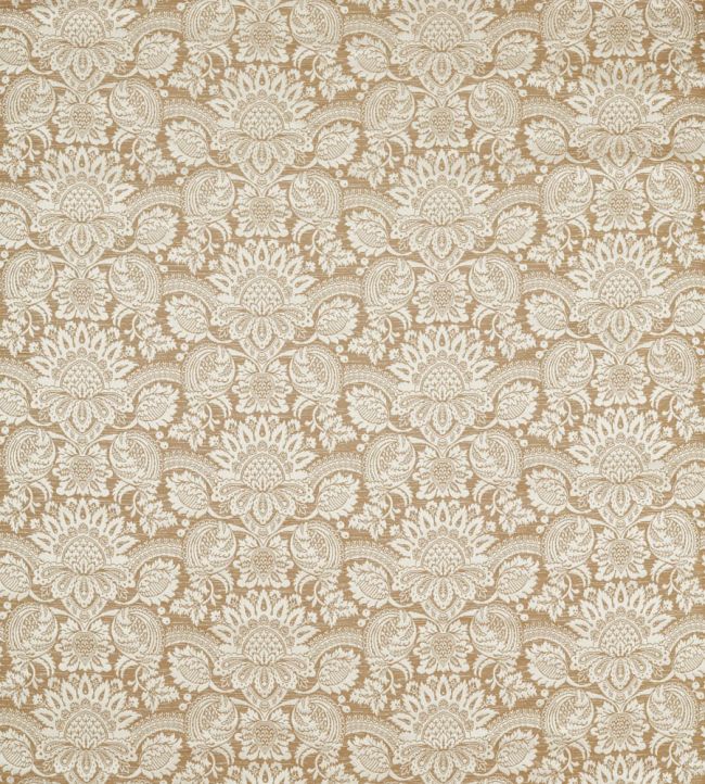 Pomegranate Brocatelle Fabric by Zoffany Pale Gold