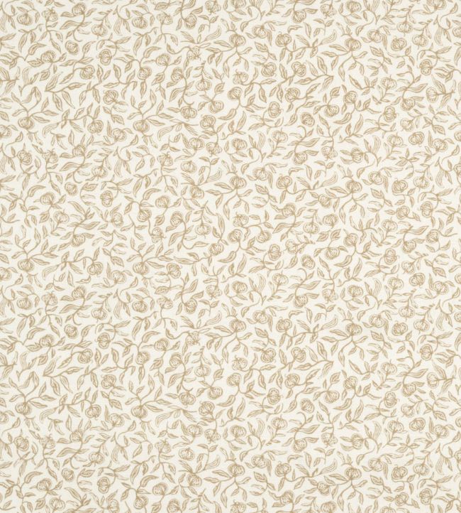 Pomegranate Dual Use Printed Linen Fabric by Volga Linen Tawny Gold/Oyster