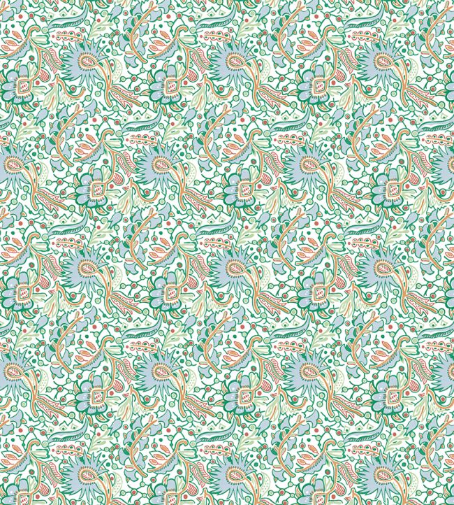 Pomona Fabric by Scion Cornflower/Tangerine