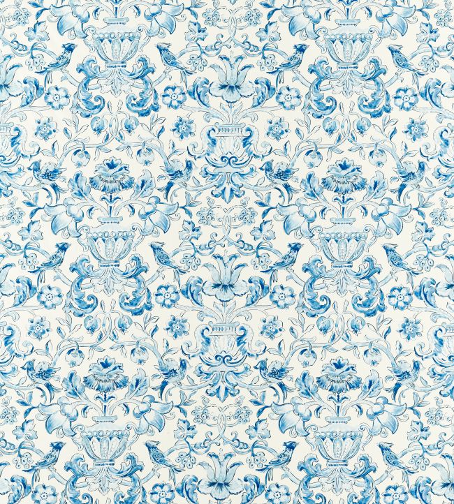 Pompadour Print Fabric by Zoffany Indigo