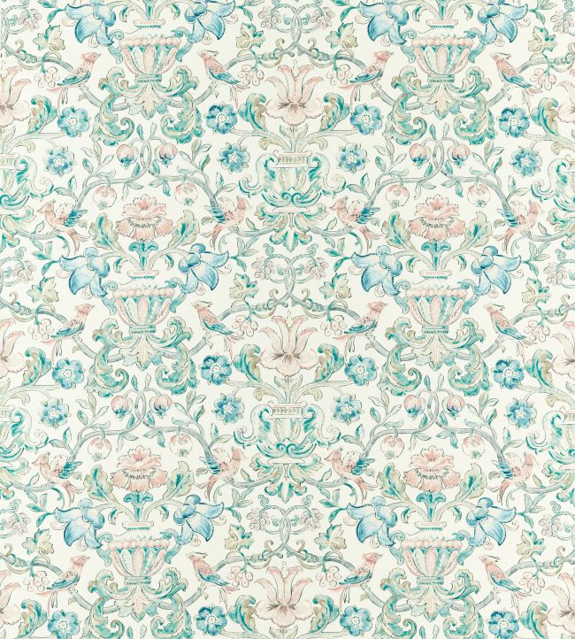 Pompadour Print Fabric by Zoffany Mineral