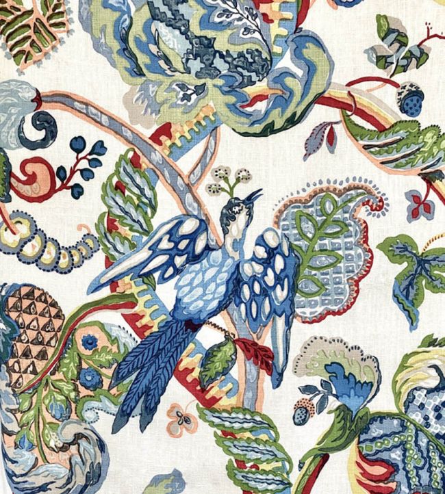 Poppinjay Linen Fabric by Ian Sanderson Bluebird