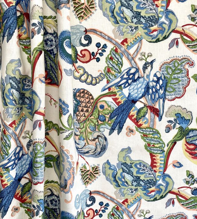 Poppinjay Linen Fabric by Ian Sanderson Bluebird