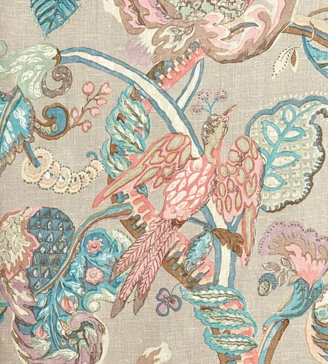 Poppinjay Linen Fabric by Ian Sanderson Copper Grey